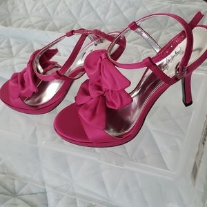 Satin strap fushia heels